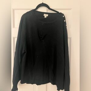 J.Crew Factory black sweater with diamond gem shoulder detailing size 2X
